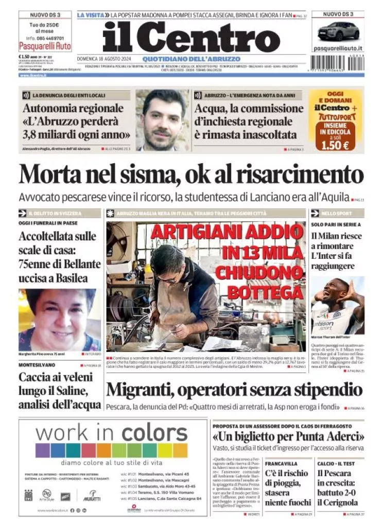 Prima-pagina-il centro-oggi-edizione-del-2024-08-18